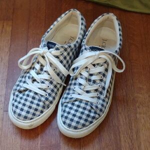 J. Crew Navy and White Checkered Sneakers